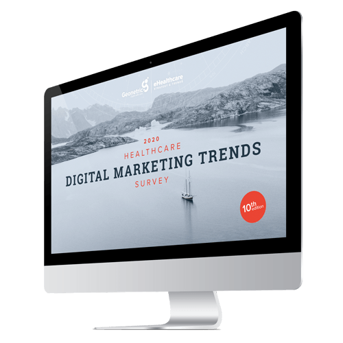 Healthcare Digital Marketing Trends Survey cover in an iMac