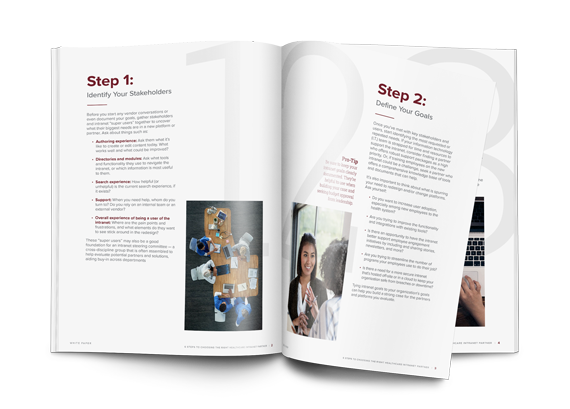 Image of white paper 6 Steps to Choosing the Right Healthcare Intranet Partner