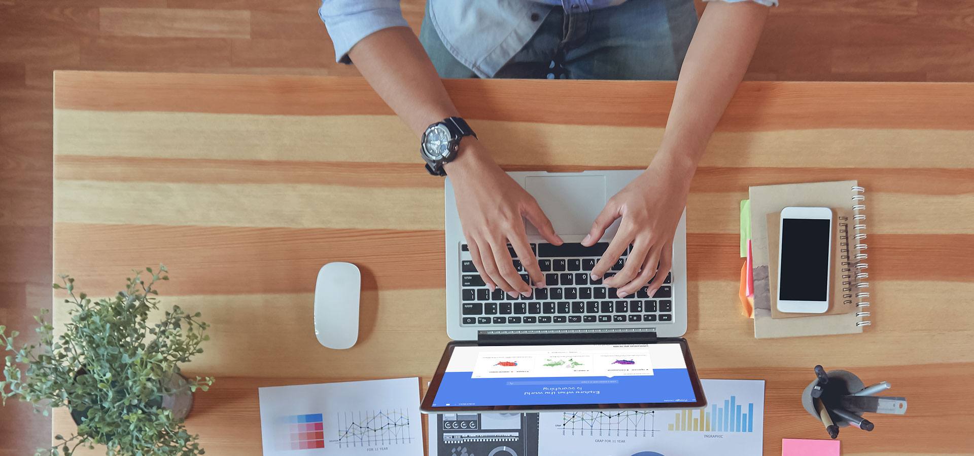 Man on laptop working on Google