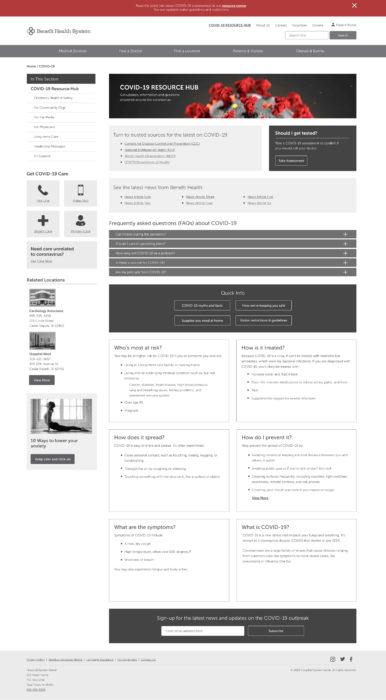 Wireframe of a COVID-19 Resource Hub