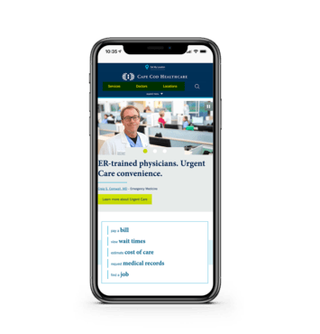 screenshot of cape cod healthcare mobile screen
