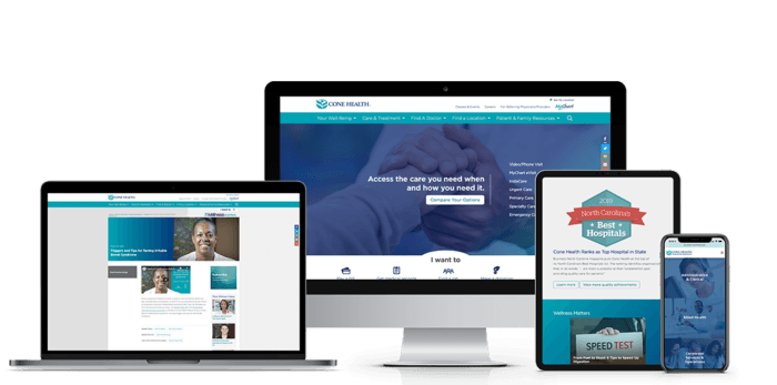 Multiple devices showing Cone Health web page