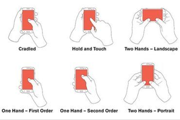 examples of different hand positions holding phones