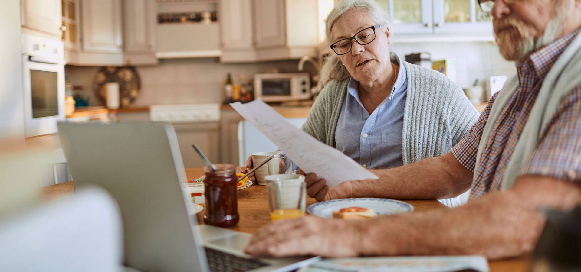 couple looking at finances