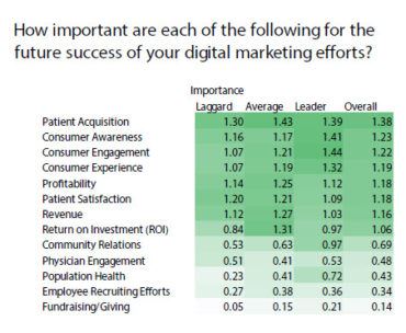 How important are each of the following for the future success of your digital marketing efforts? Importance chart 