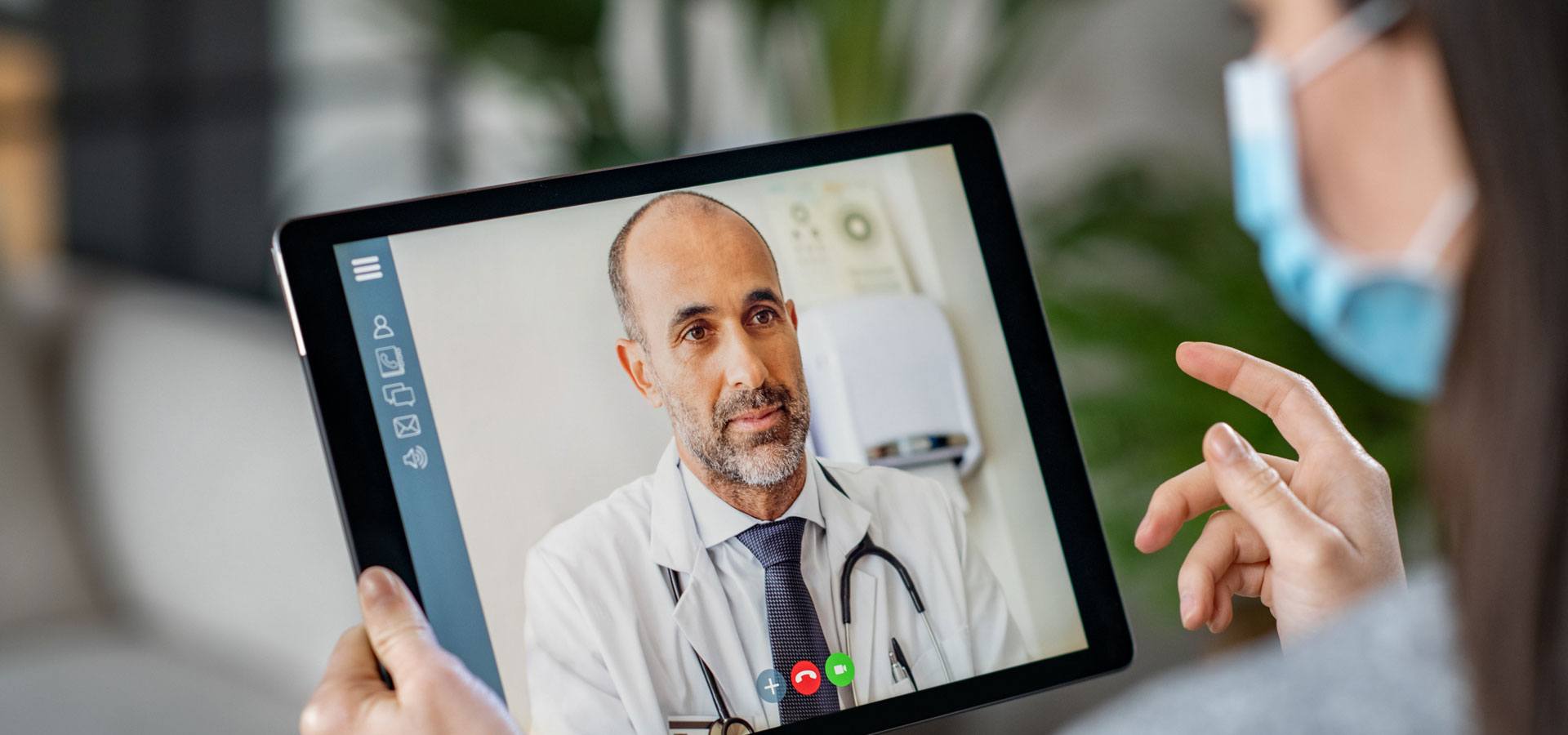 Patient in video conference with doctor