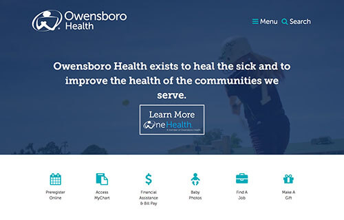 Snapshot of Owensboro Health's home page