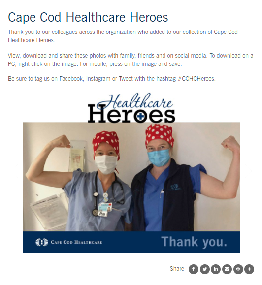 screenshot of the pulse article depicting cape cod's healthcare heroes