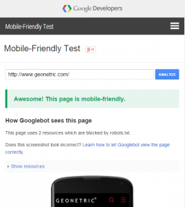 Google mobile friendly test