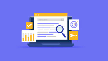 A magnifying glass over a computer screen signifying search and SEO.