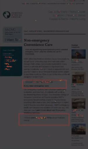 Example of a heatmap on a hospital website