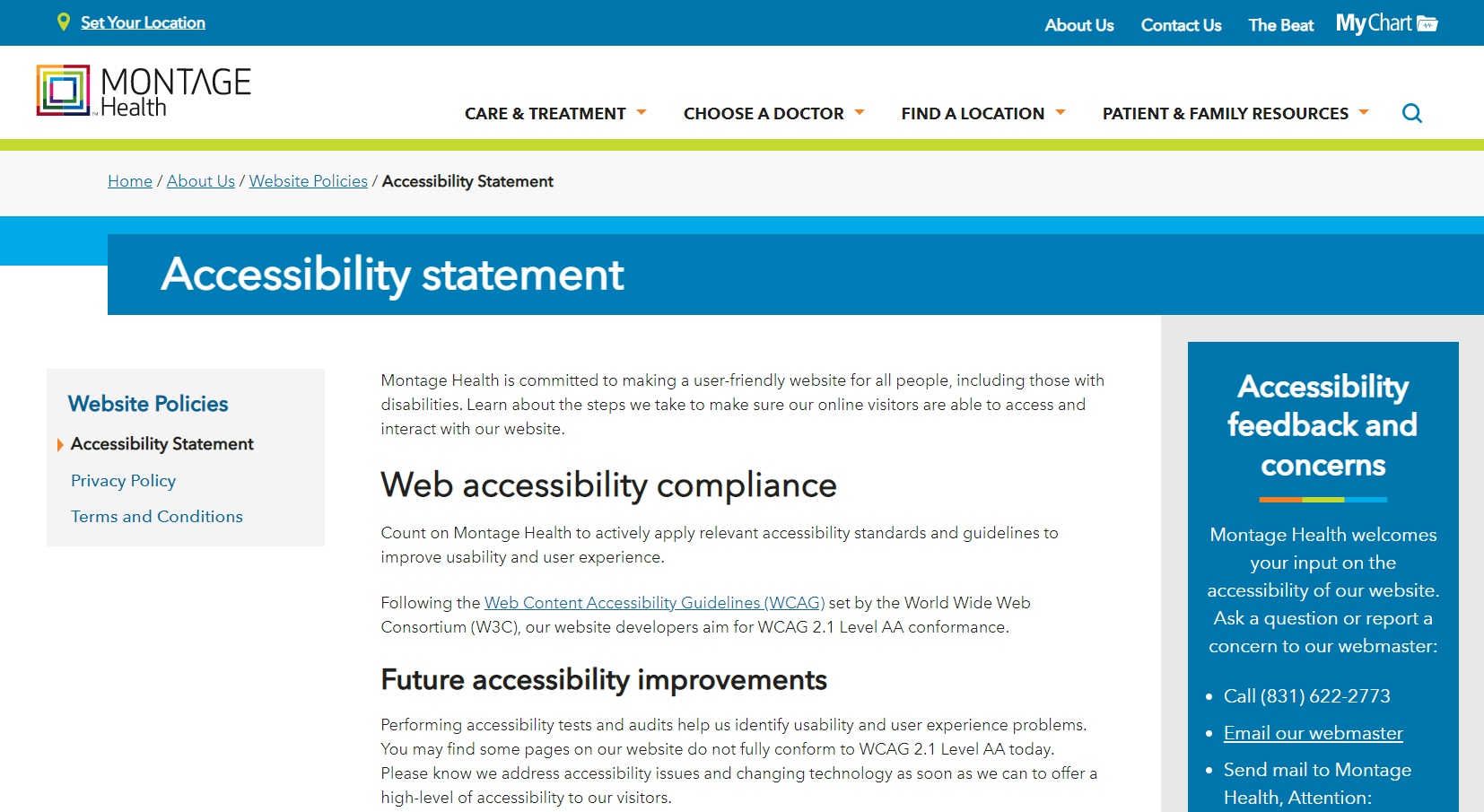 Image of Montage Health’s accessibility statement